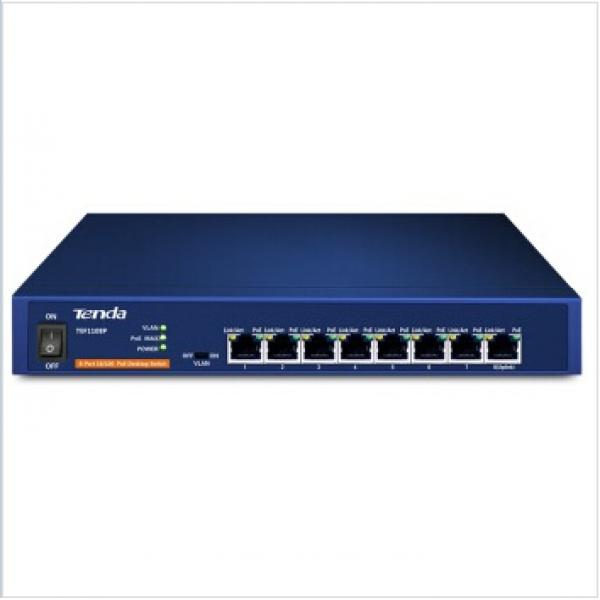 腾达（Tenda）TEF1108P-8口百兆桌面型PoE交换机