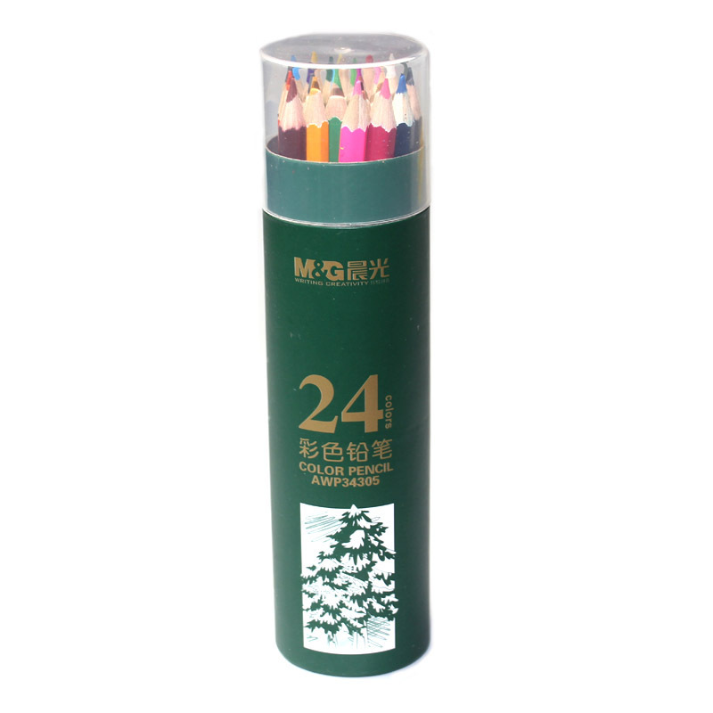 晨光(M&G)木质彩铅儿童绘画彩色铅笔PP筒装 24色