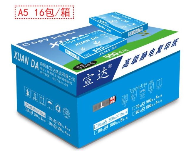 宣达 80g A4 复印纸 中高档打印纸 500张/包 8包1箱（